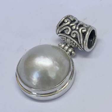 PD 08412 PL-(HANDMADE 925 BALI SILVER PENDANT WITH MABE PEARL)